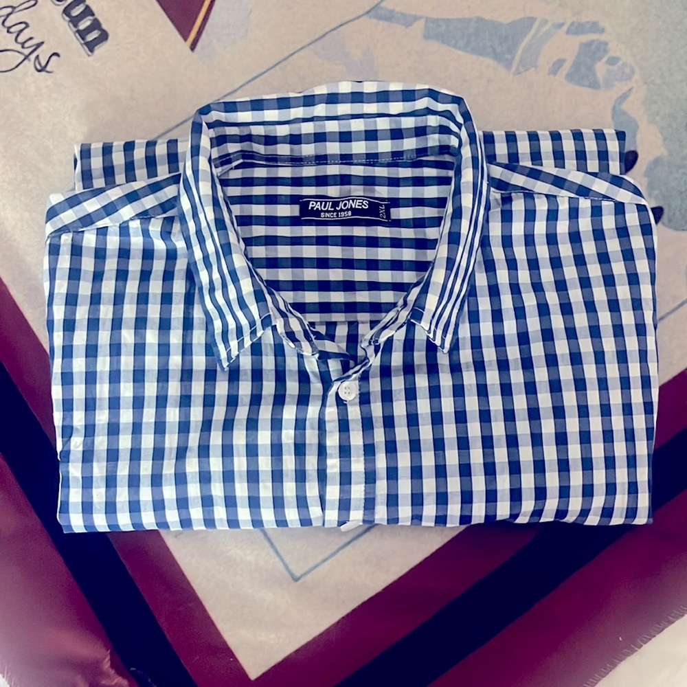 Men’s Paul Jones Blue Checker Long Sleeve sz2XL